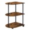 Rustic Brown 3-Tier Corner Shelf with Wheels, Rolling Side Table for Small Spaces